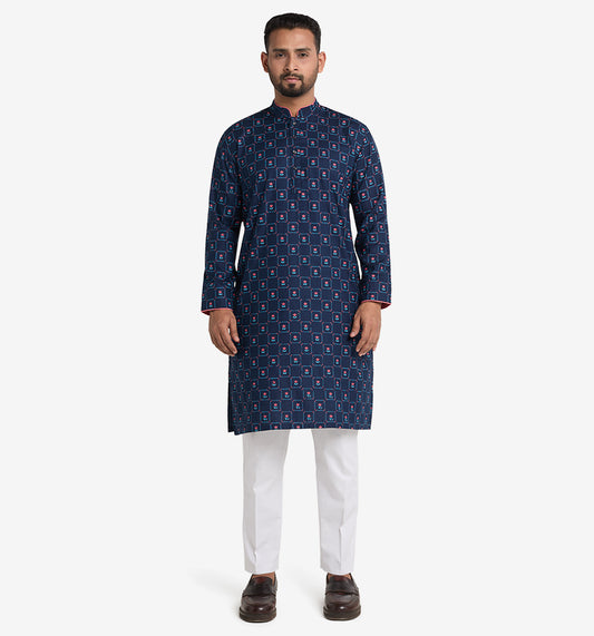 MAHAL Exclusive Neon Tulip Navy Panjabi