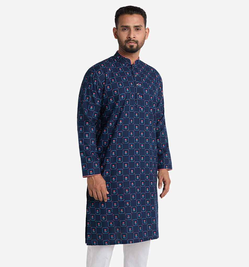 MAHAL Exclusive Neon Tulip Navy Panjabi