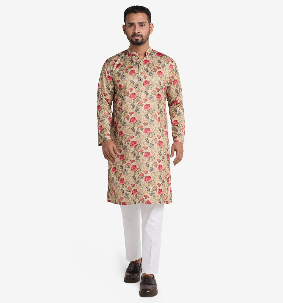 MAHAL Exclusive Renaissance Scarlet Rose Panjabi (Wrinkle-Free)