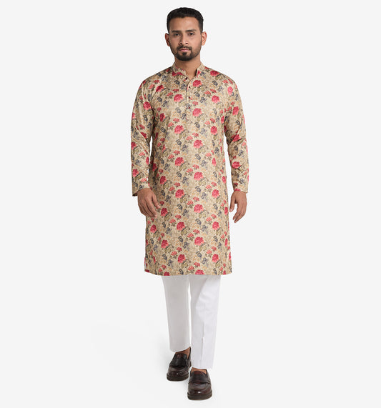 MAHAL Exclusive Renaissance Scarlet Rose Panjabi (Wrinkle-Free)