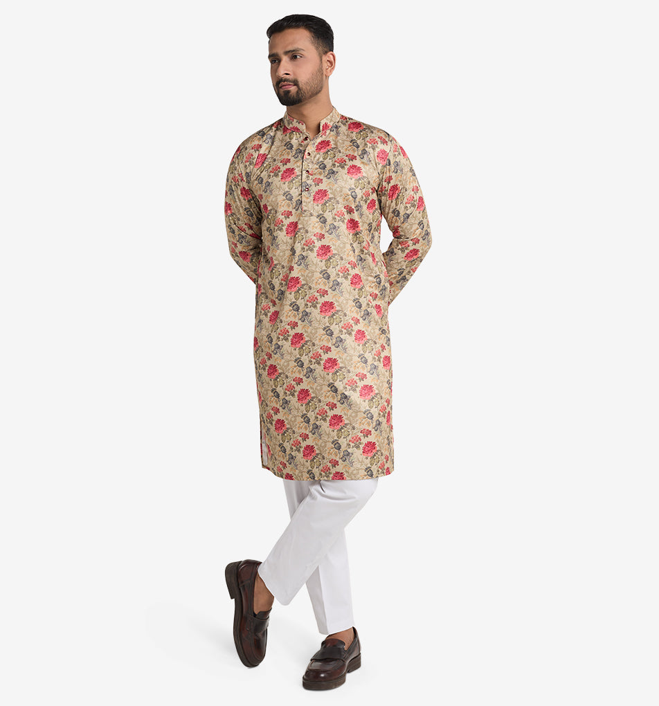 MAHAL Exclusive Renaissance Scarlet Rose Panjabi (Wrinkle-Free)