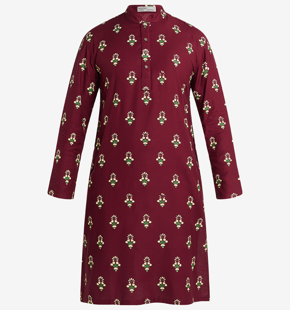 MAHAL Exclusive Aster Flora Ruby Printed Panjabi